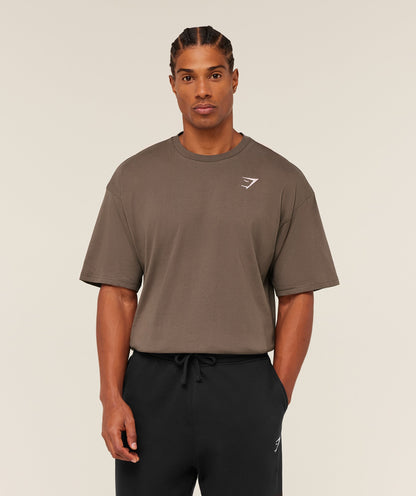 Gymshark Crest Oversized T-Shirt Soft Brown