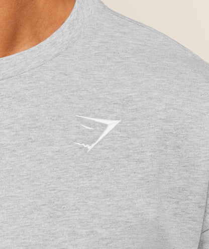 Gymshark Crest Oversized T-Shirt Light Grey Core Marl