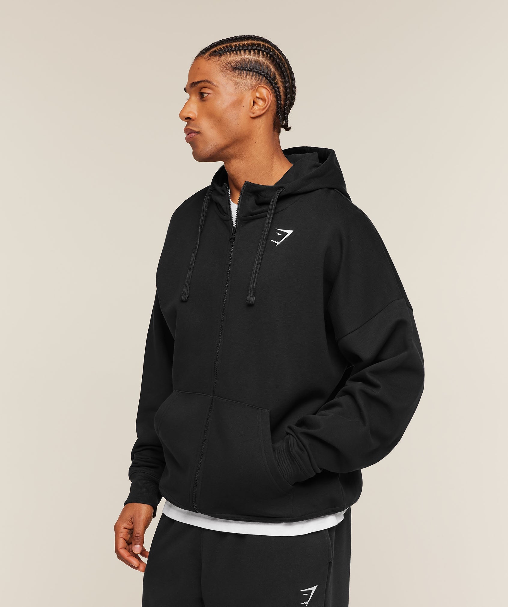Gymshark Crest Oversized Zip Up Hoodie Black