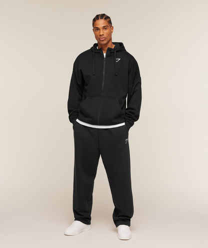 Gymshark Crest Oversized Zip Up Hoodie Black