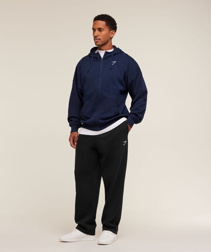 Gymshark Crest Oversized Zip Up Hoodie Navy