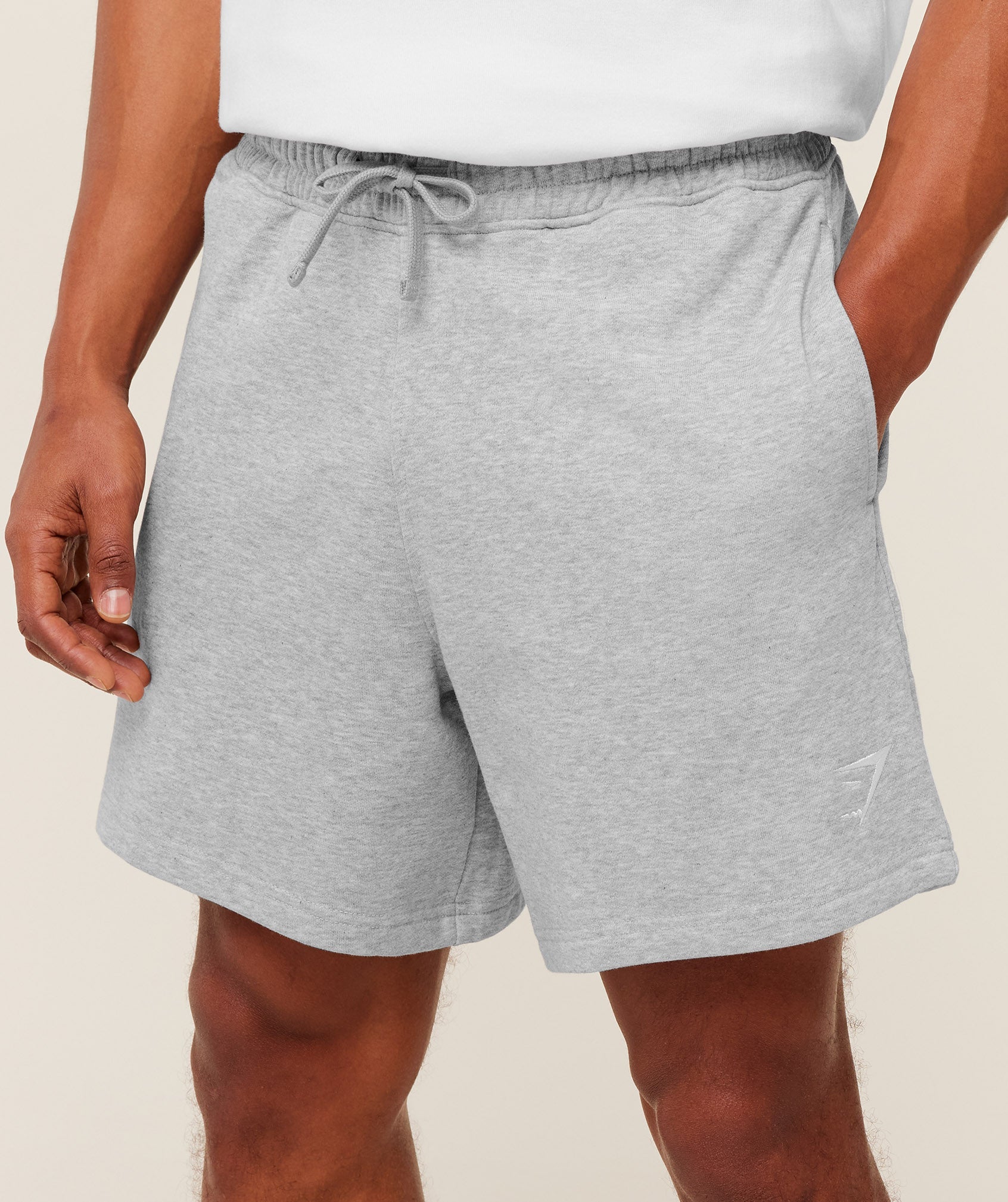 Gymshark Crest Shorts Light Grey Core Marl