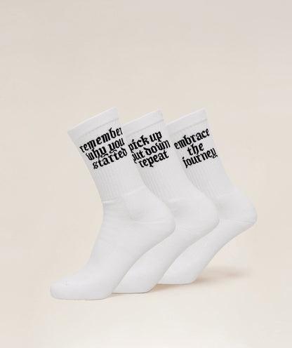 Women's Gymshark Motivate Graphic Crew Sock 3Pk White