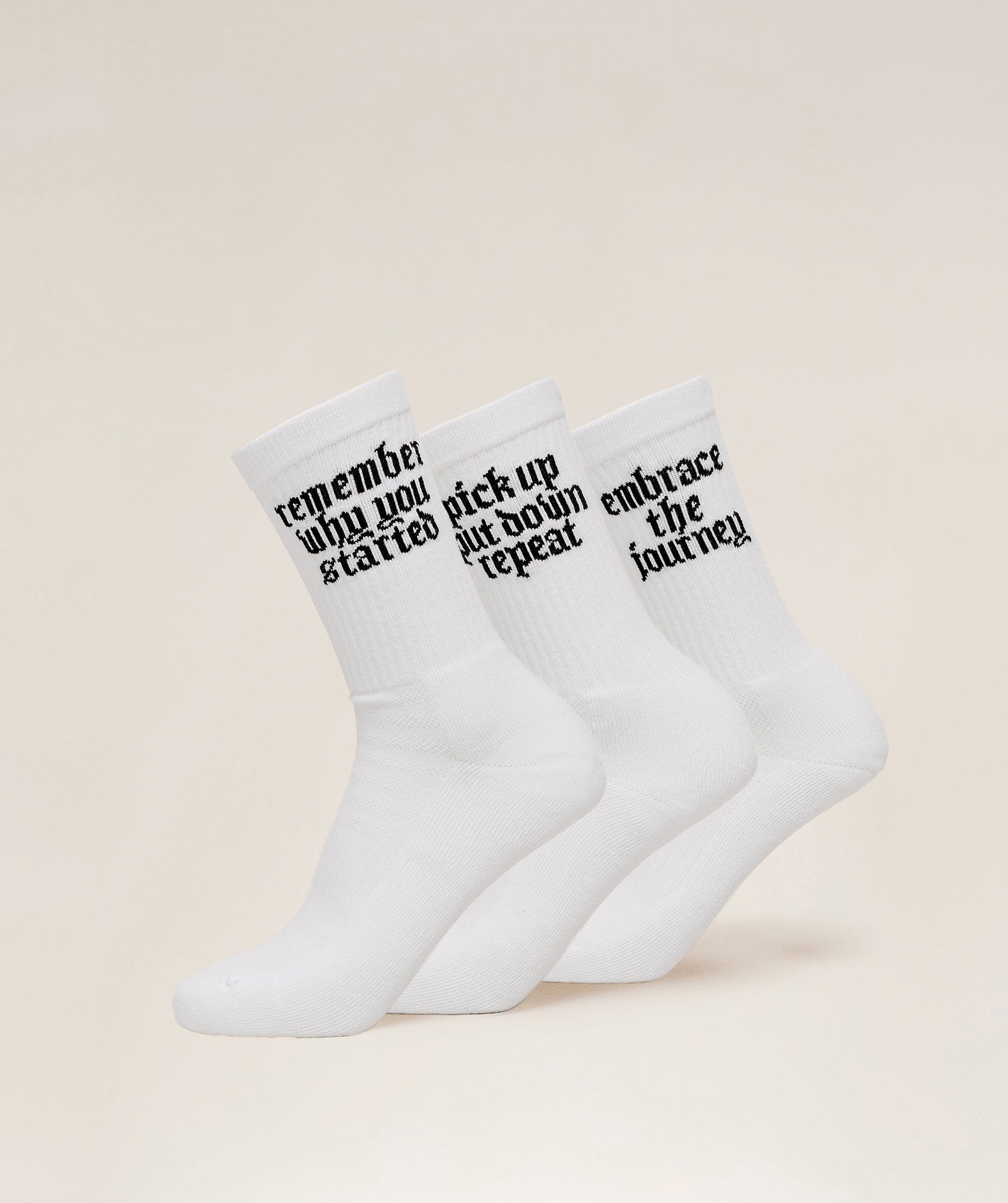 Gymshark Motivate Graphic Crew Sock 3Pk White