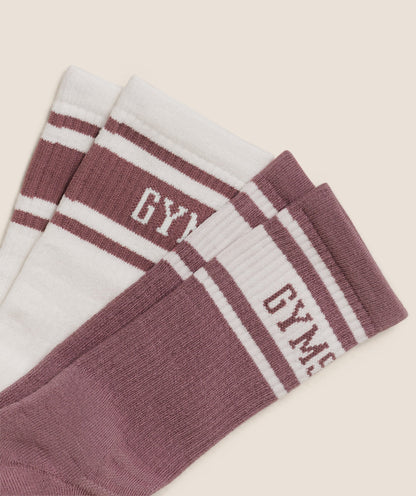 Women's Gymshark Collegiate Crew Sock 2Pk Calm Pink