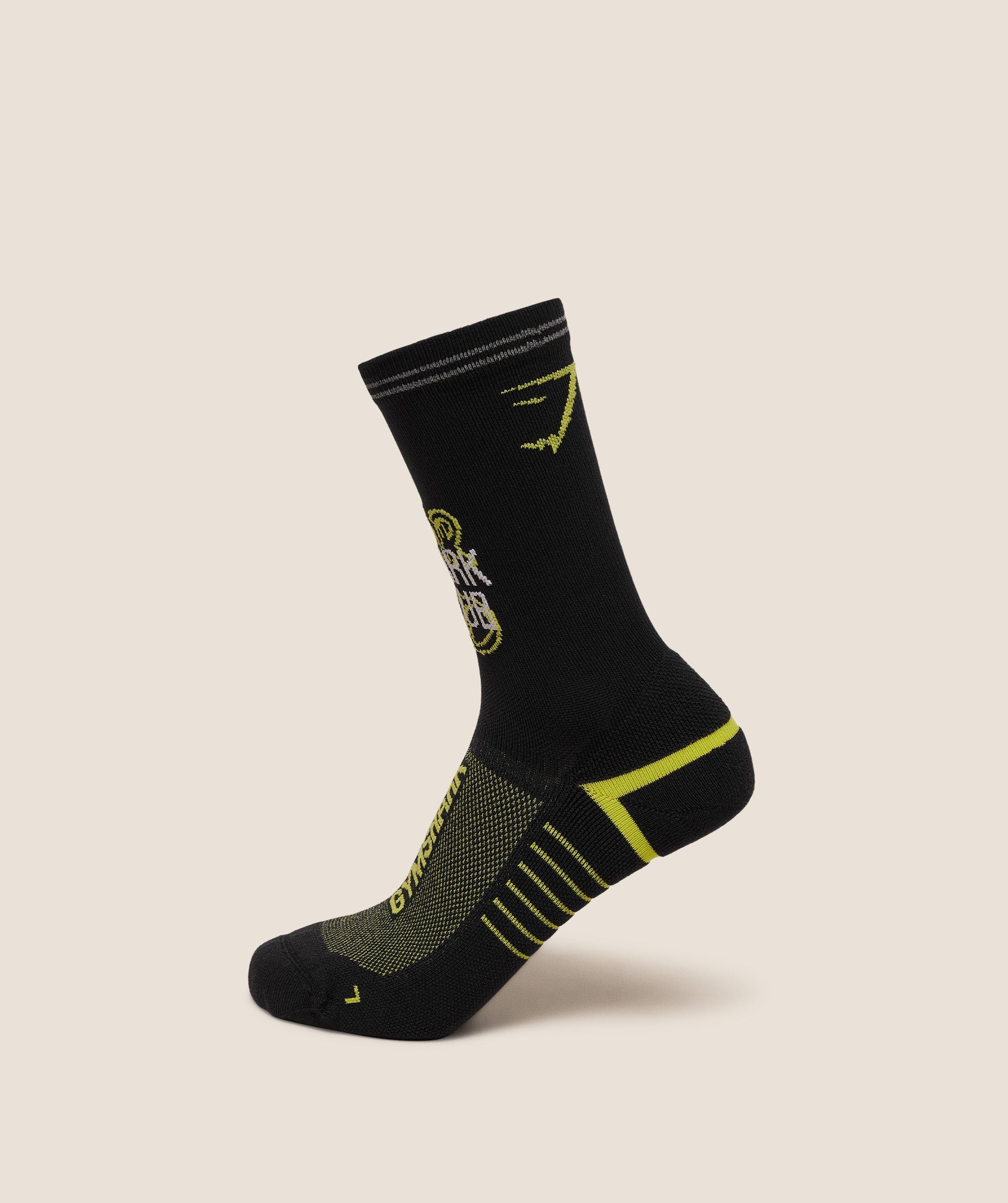 Gymshark Graphic Single Pack Crew Running Sock Black