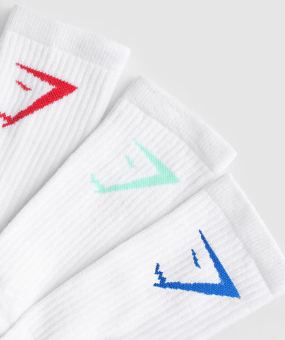 Gymshark Crew Socks 3Pk Pop Turquoise
