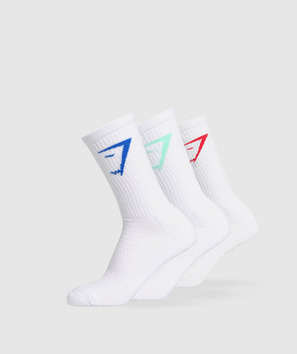 Gymshark Crew Socks 3Pk Pop Turquoise