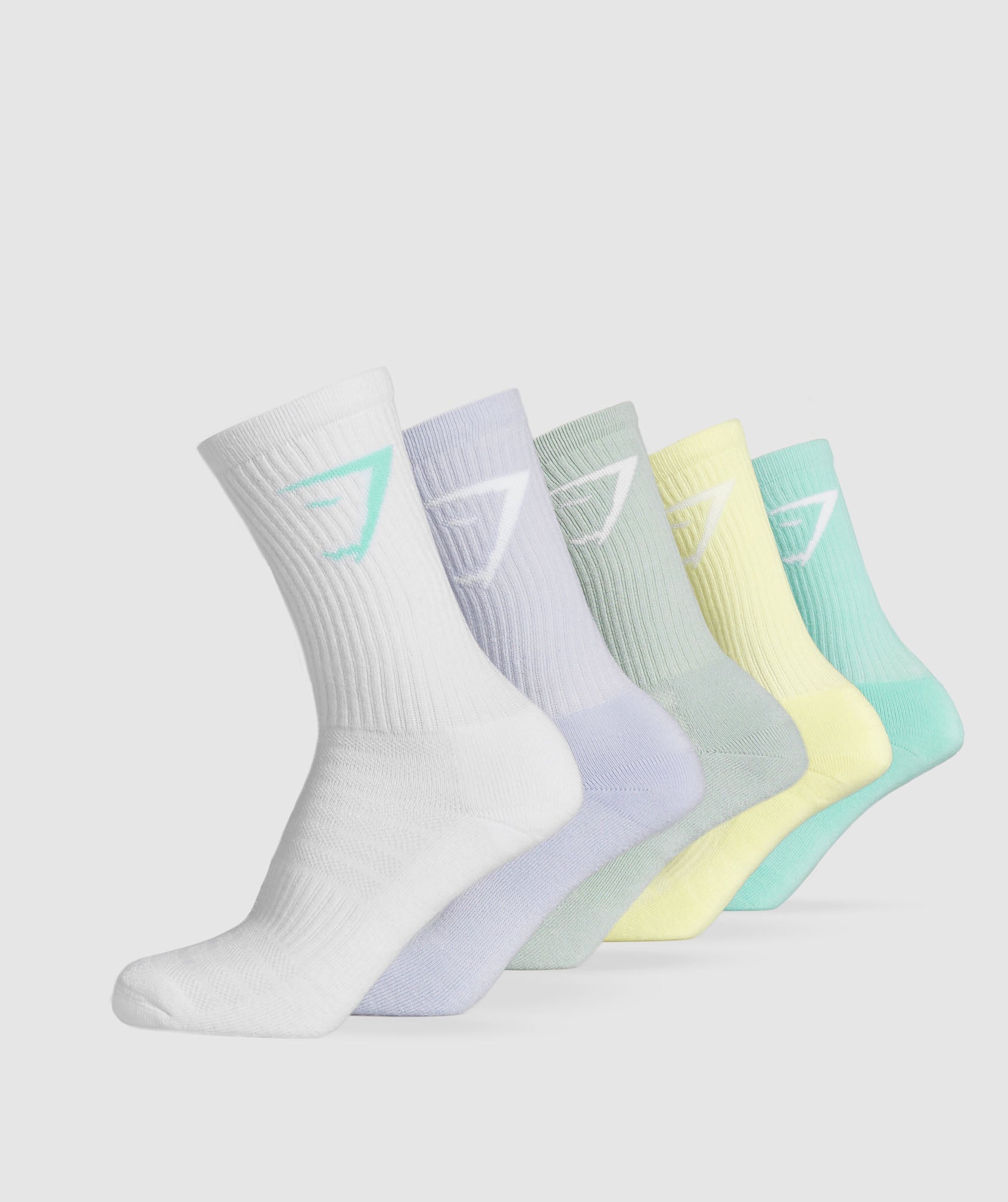 Women's Gymshark Crew Socks 5Pk Pop Turquoise