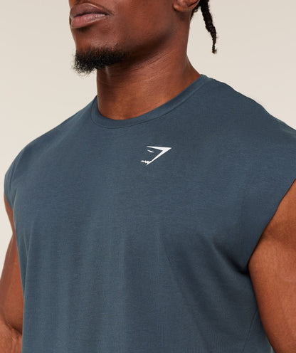 Gymshark Critical Cut Off Tank Gs Stealth Blue