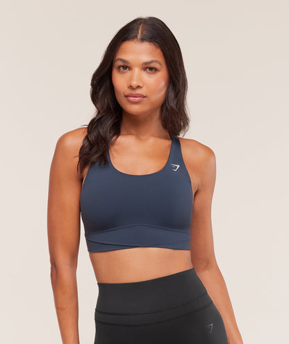 Women's Gymshark Cross Over Sports Bra Heavy Blue
