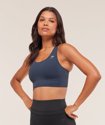 Women's Gymshark Cross Over Sports Bra Heavy Blue