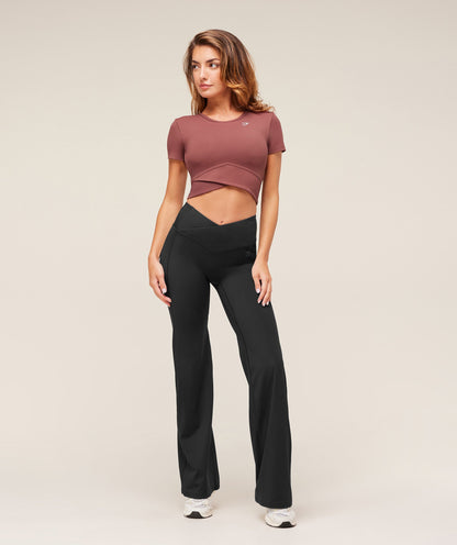 Women's Gymshark Crossover Midi Top With Shelf Burgundy Brown
