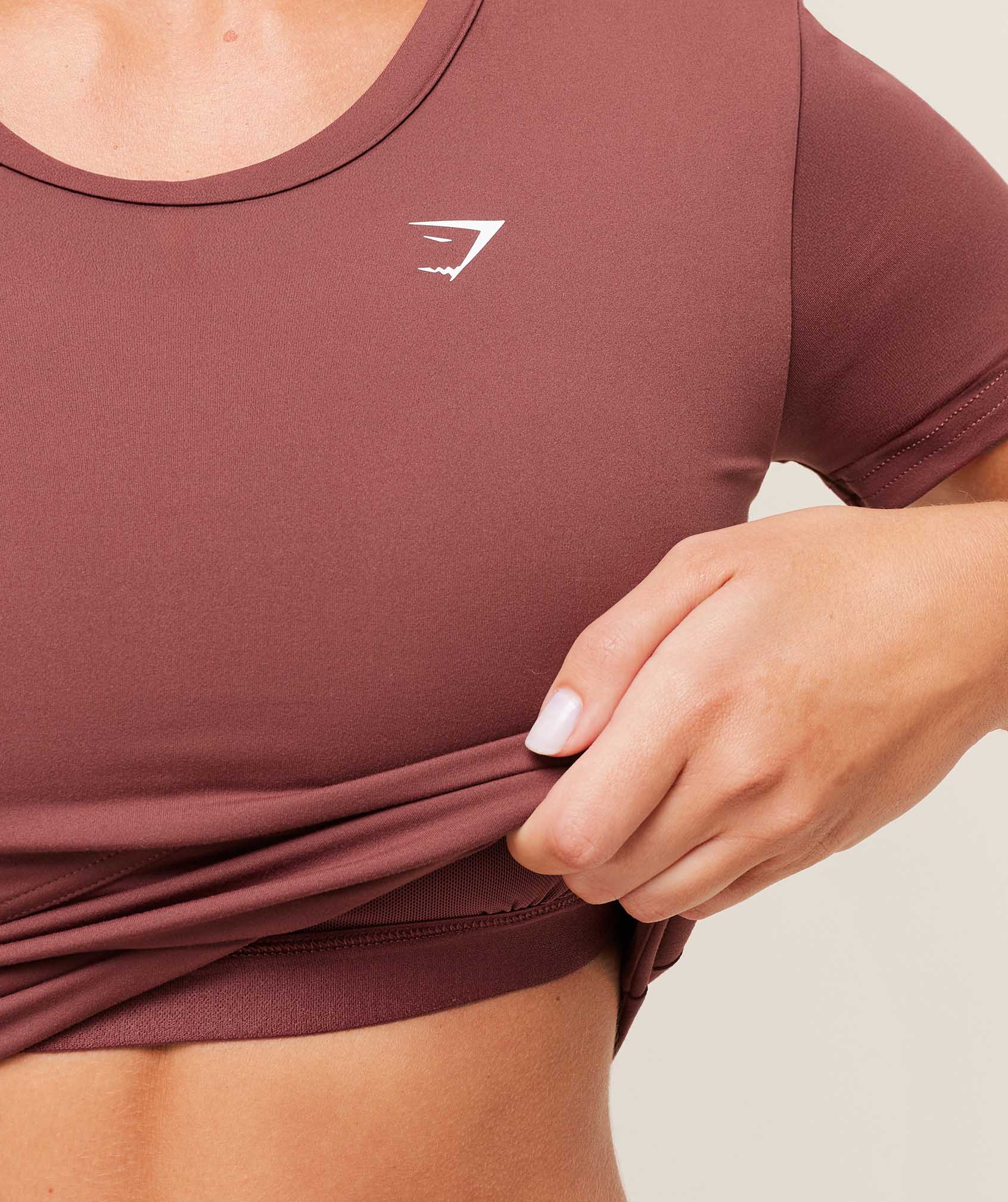 Women's Gymshark Crossover Midi Top With Shelf Burgundy Brown