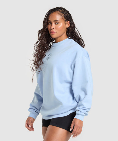 Women's Gymshark Graphic Illustration Pullover Gentle Blue
