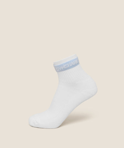 Women's Gymshark Double Cuffed Socks Single White