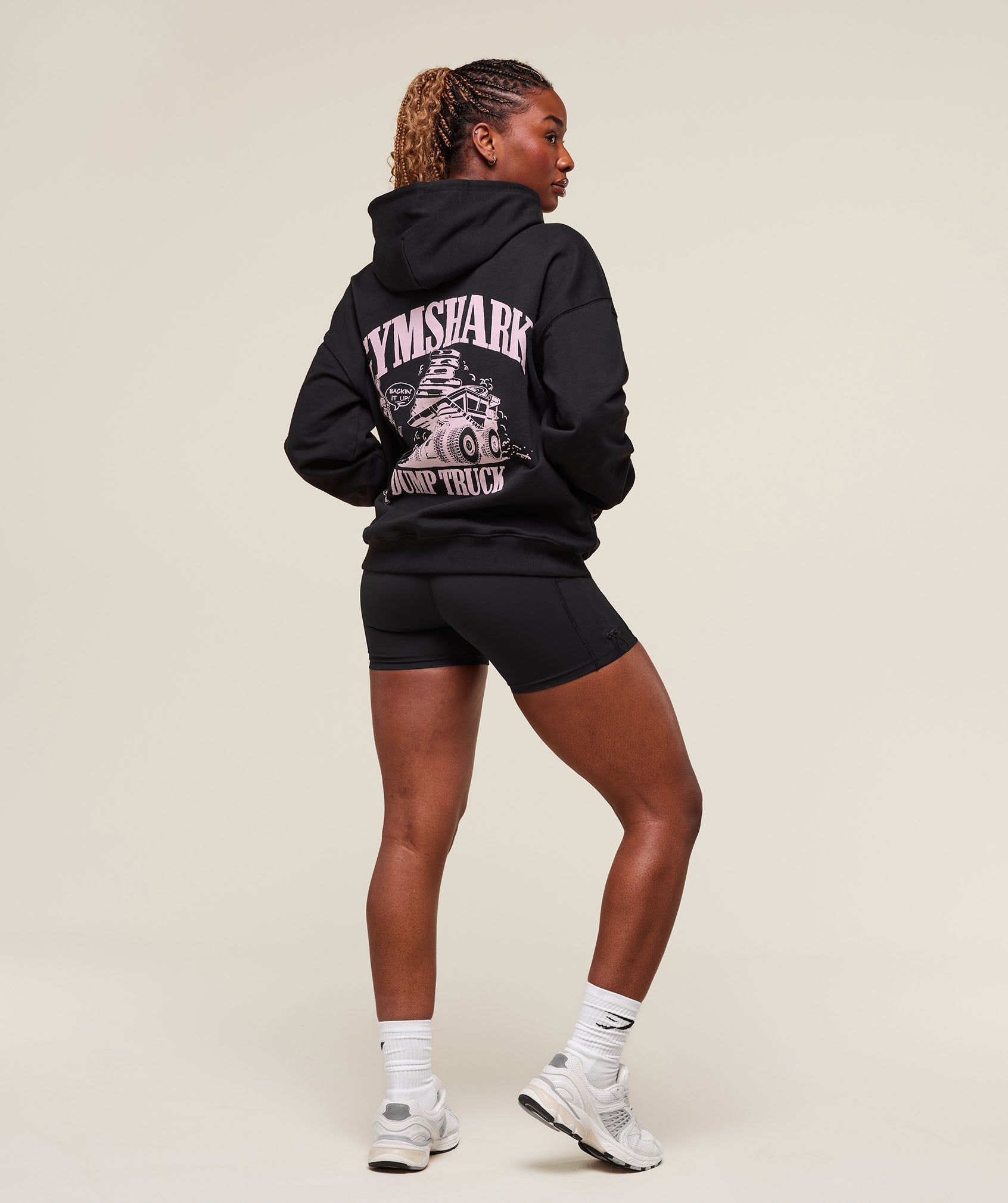 Women's Gymshark Dump Truck Graphic Hoodie Black