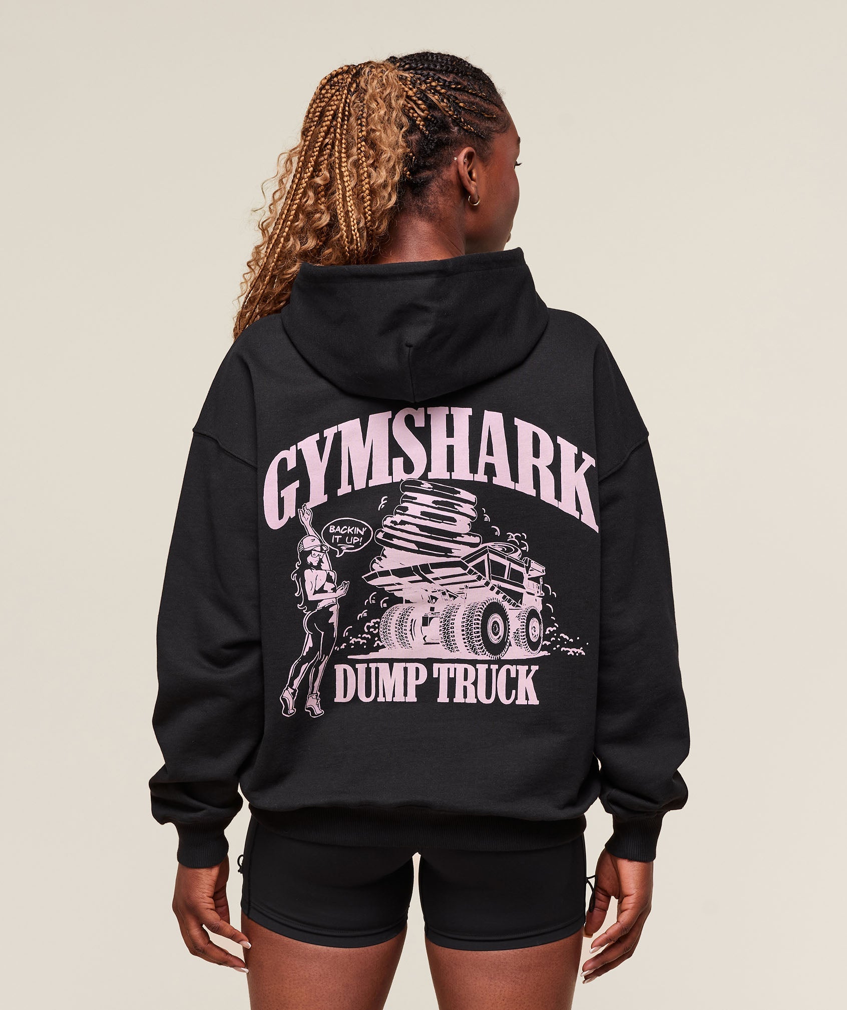 Women's Gymshark Dump Truck Graphic Hoodie Black