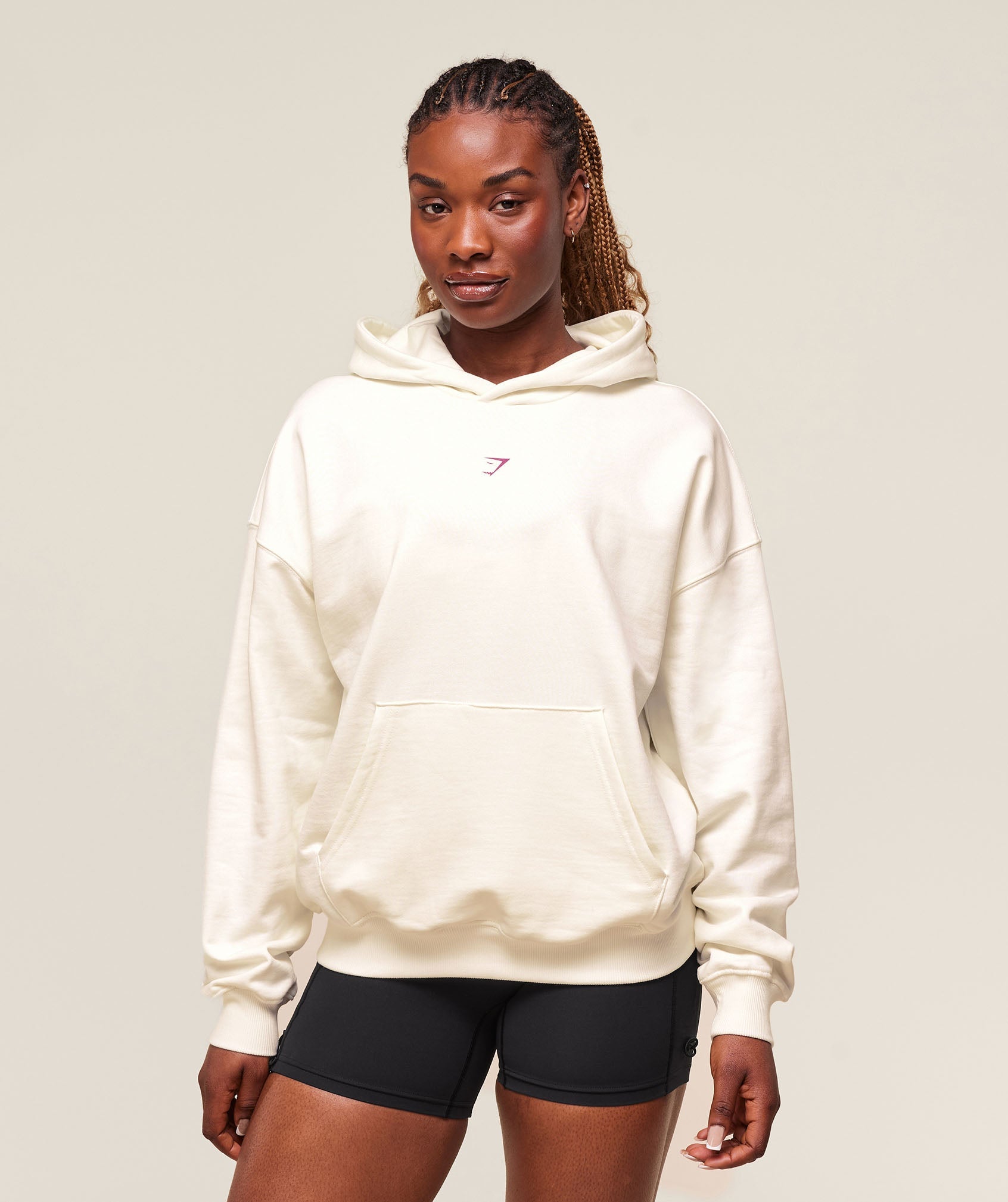 Women's Gymshark Dump Truck Graphic Hoodie Soft White