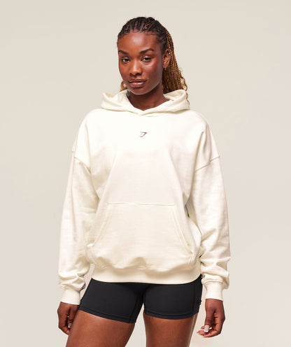 Women's Gymshark Dump Truck Graphic Hoodie Soft White