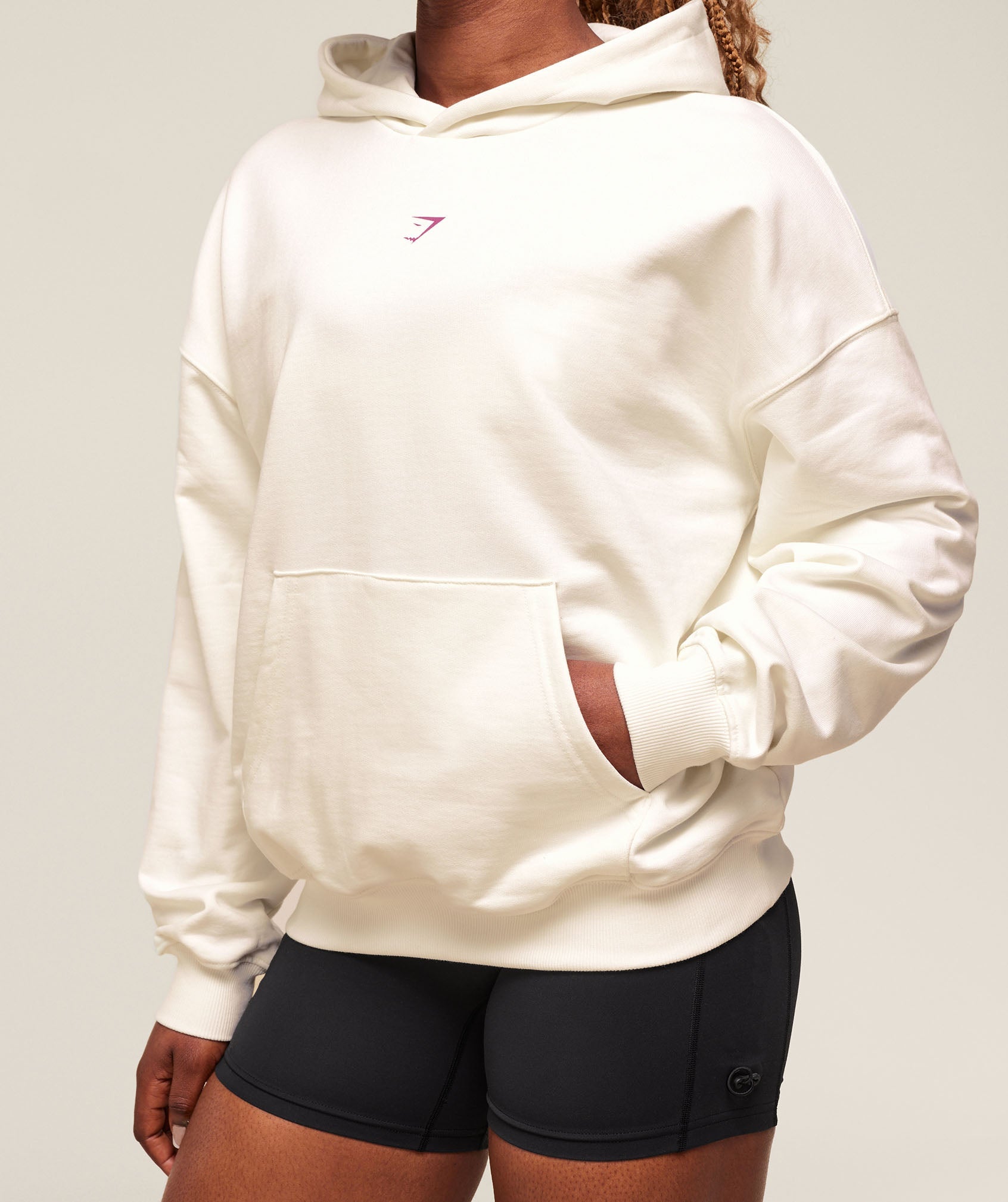 Women's Gymshark Dump Truck Graphic Hoodie Soft White