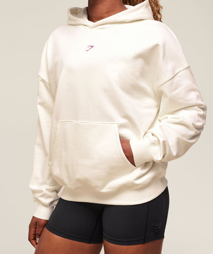 Women's Gymshark Dump Truck Graphic Hoodie Soft White