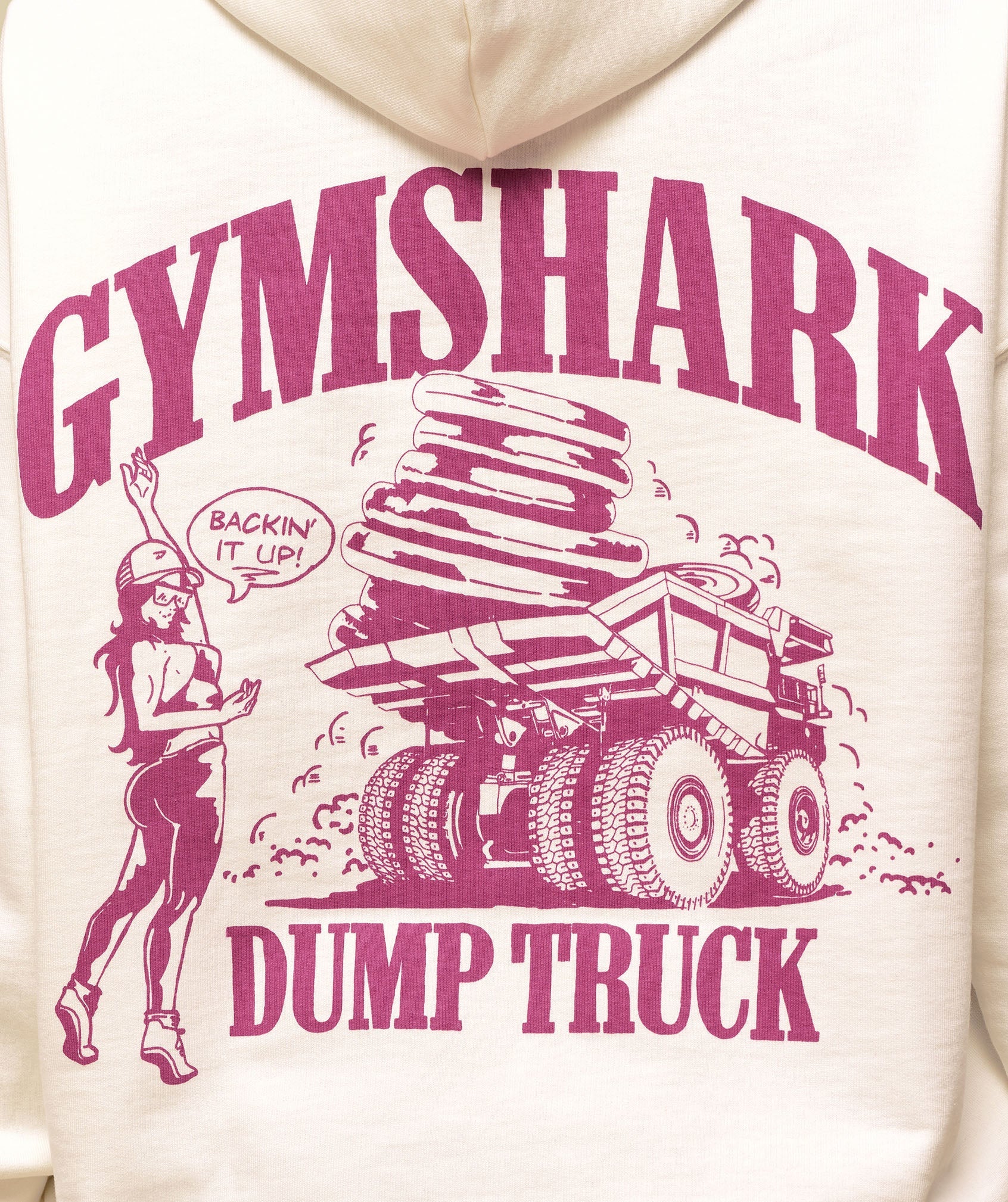 Women's Gymshark Dump Truck Graphic Hoodie Soft White