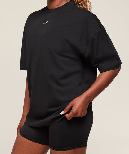 Women's Gymshark Dump Truck Graphic Oversized T-Shirt Black