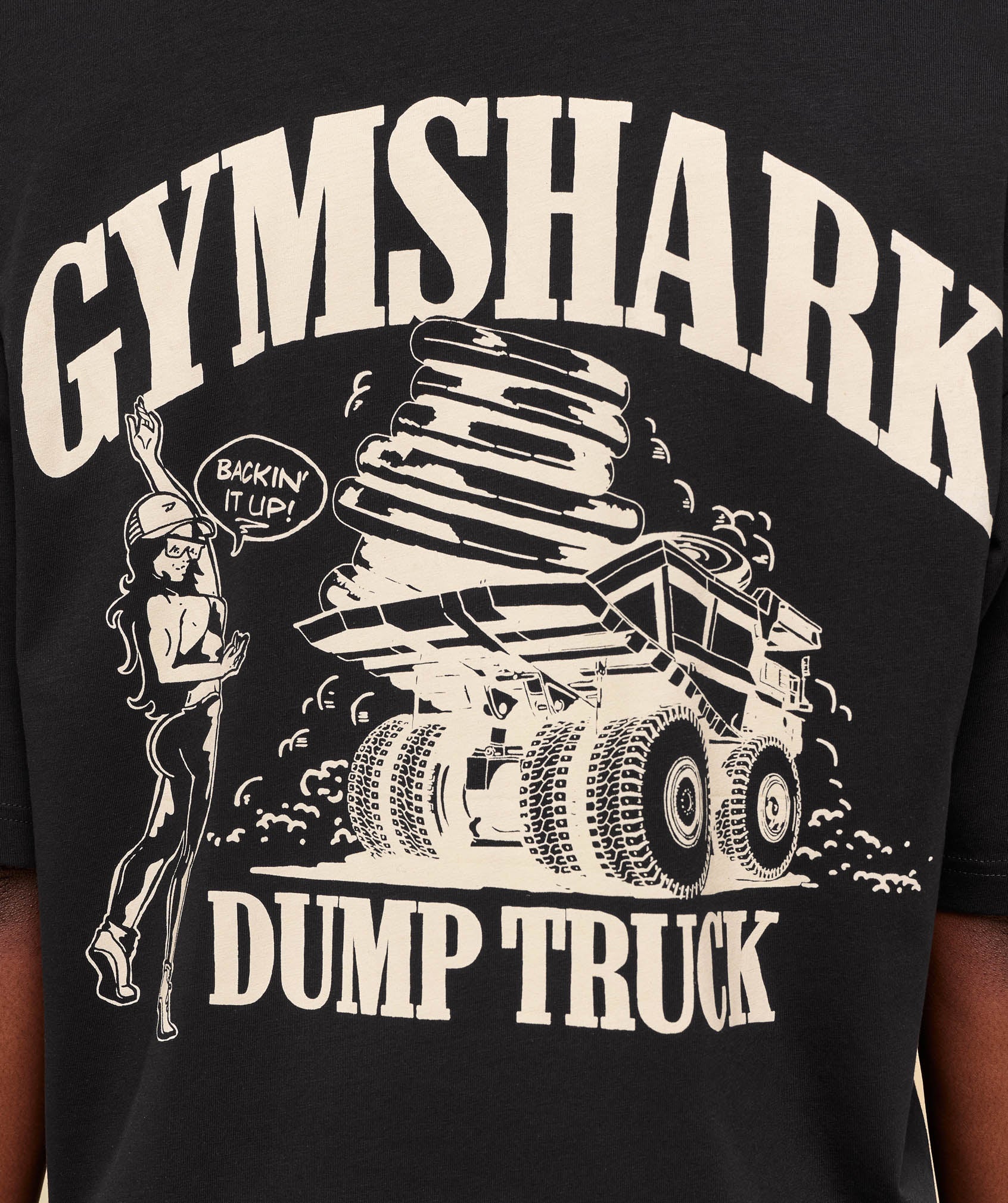 Women's Gymshark Dump Truck Graphic Oversized T-Shirt Black