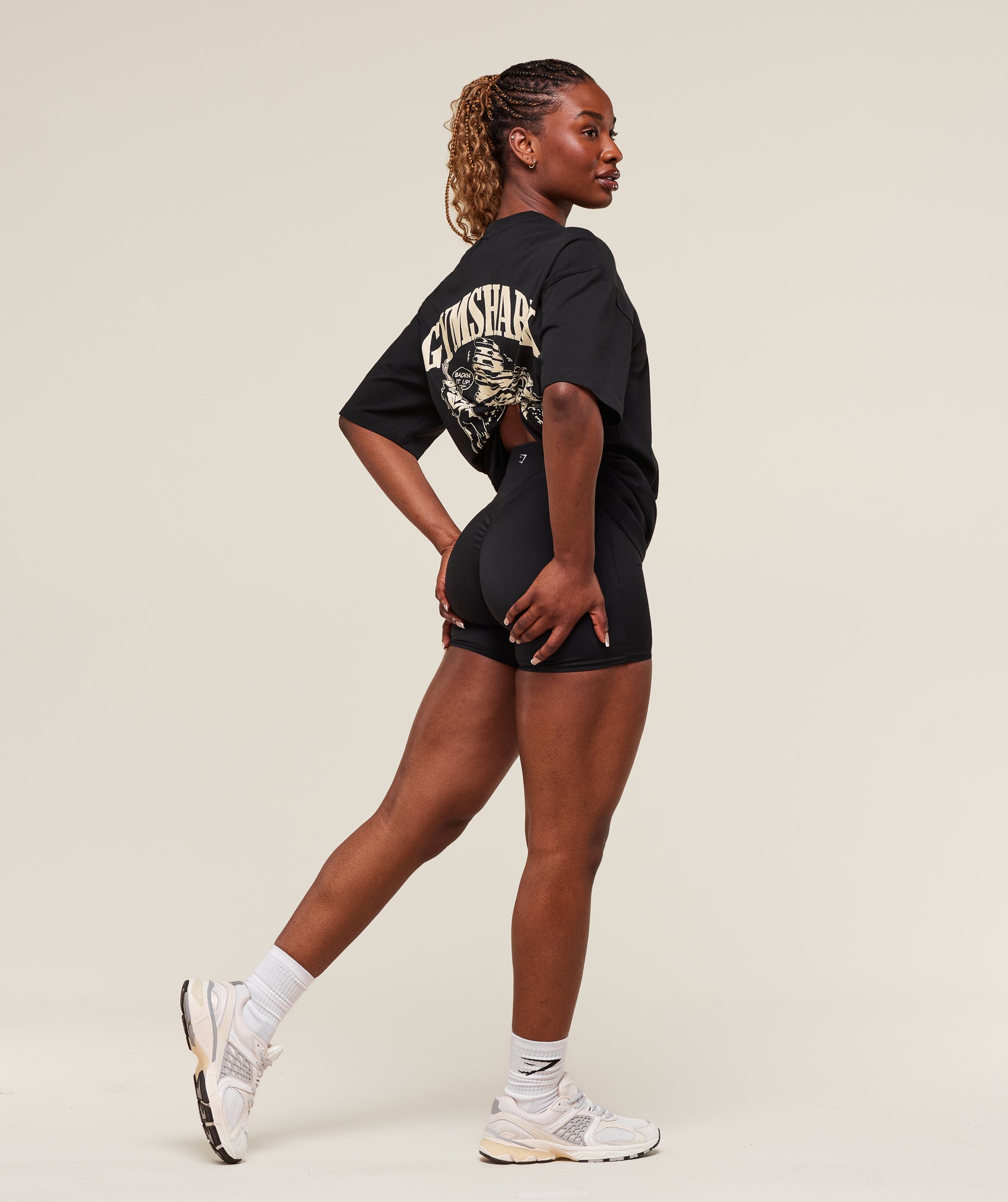 Women's Gymshark Dump Truck Graphic Oversized T-Shirt Black