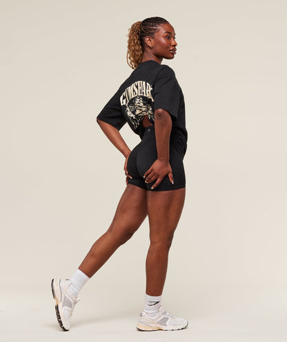 Women's Gymshark Dump Truck Graphic Oversized T-Shirt Black