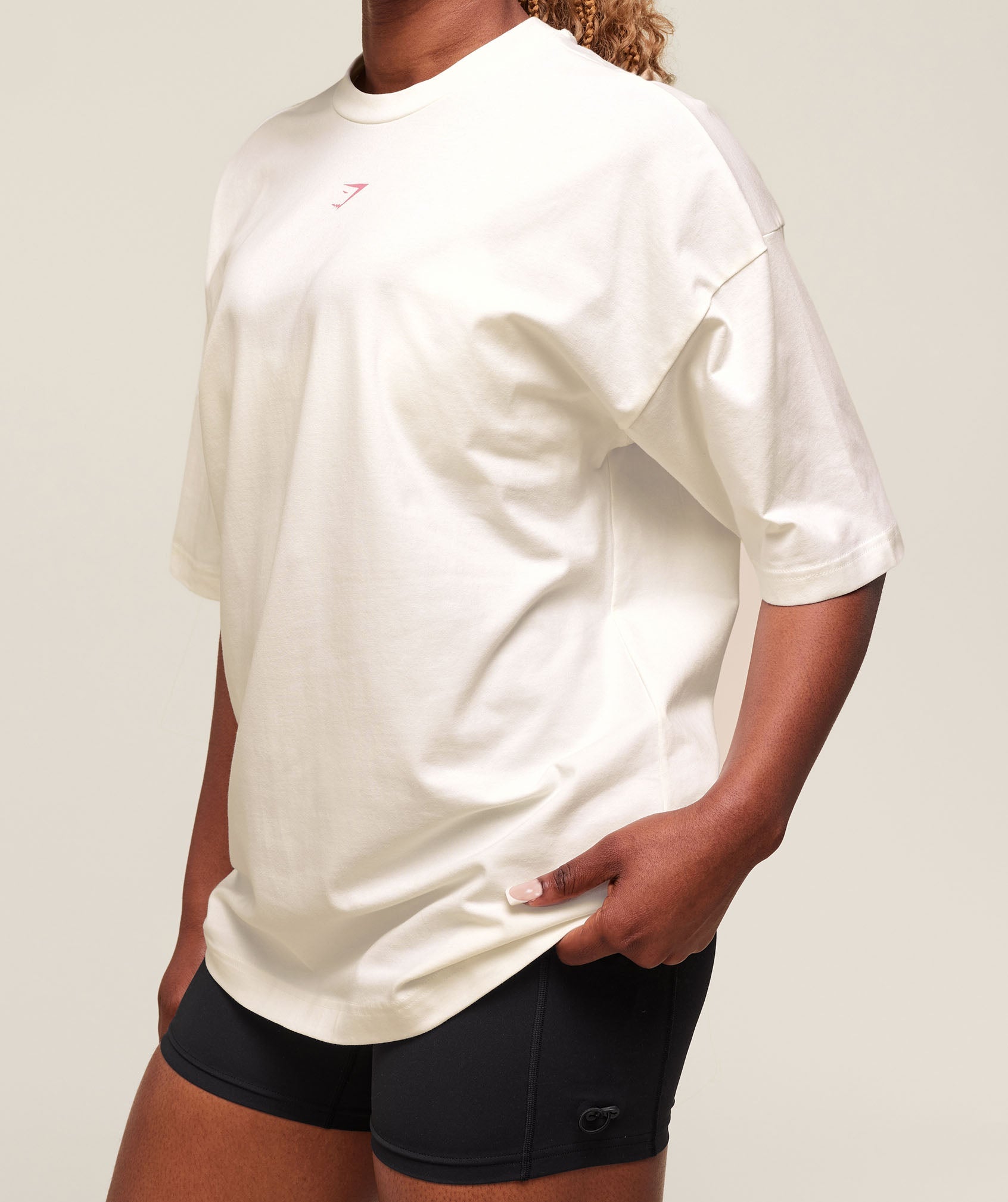 Women's Gymshark Dump Truck Graphic Oversized T-Shirt Soft White