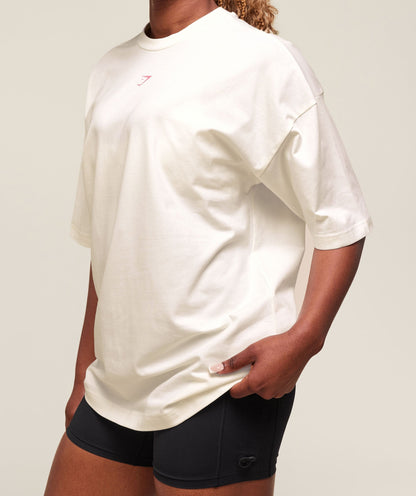 Women's Gymshark Dump Truck Graphic Oversized T-Shirt Soft White