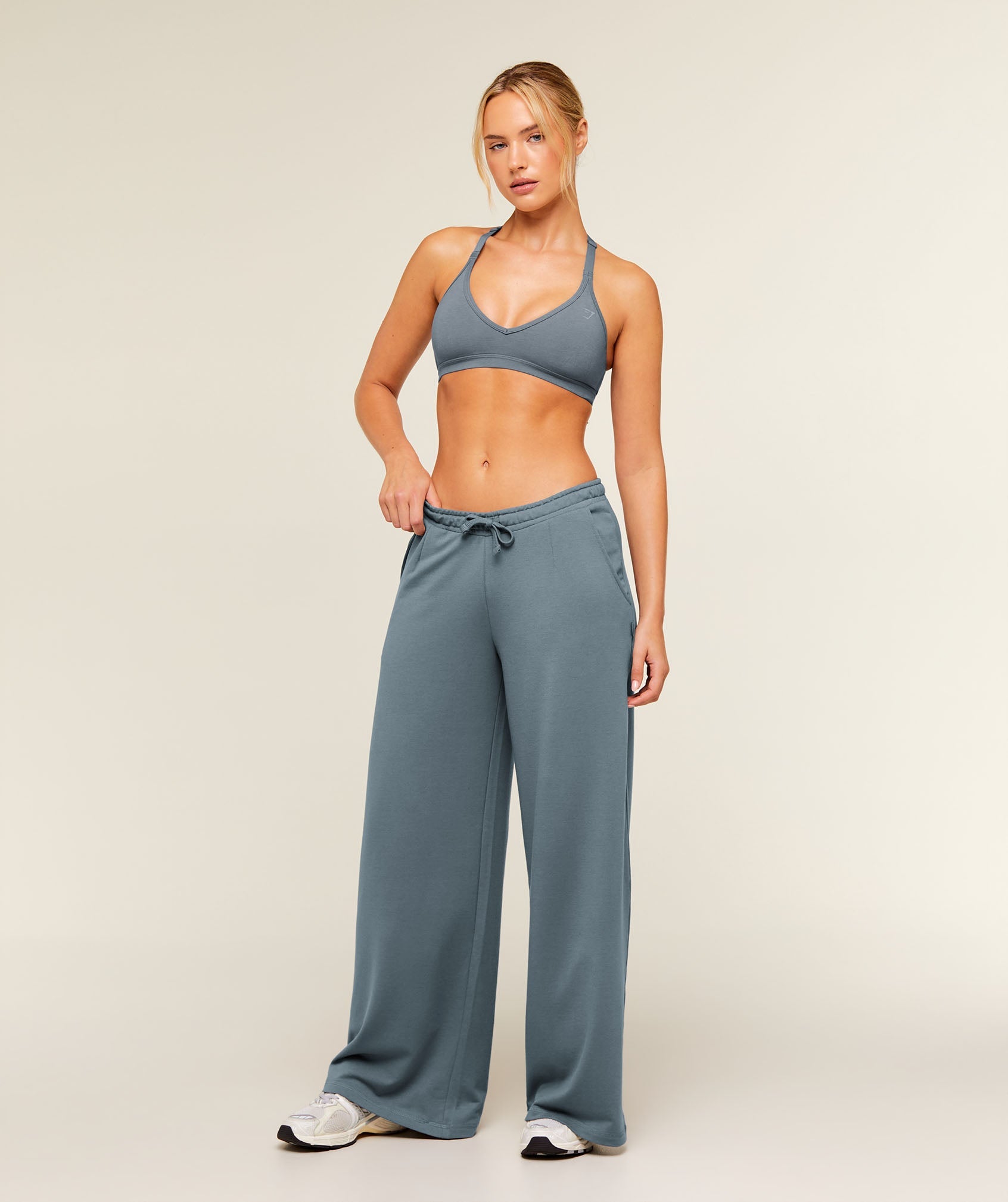 Women's Gymshark Lightweight Wide Leg Pants Regular Iron Blue