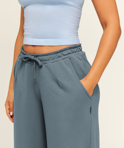 Women's Gymshark Lightweight Wide Leg Pant Short Iron Blue