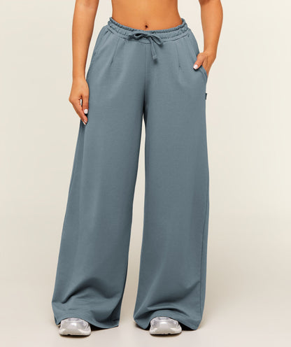 Women's Gymshark Lightweight Wide Leg Pant Short Iron Blue