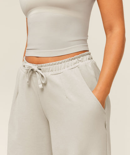 Women's Gymshark Lightweight Wide Leg Pant Short Pebble Grey