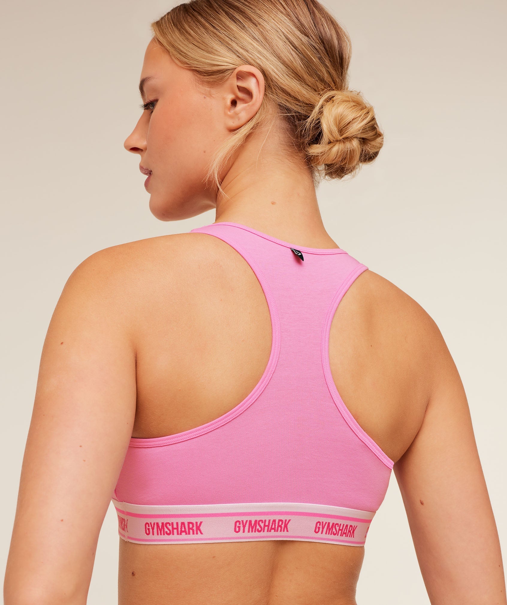 Women's Gymshark Elastic Branded Racerback Cotton Bralette Focus Pink