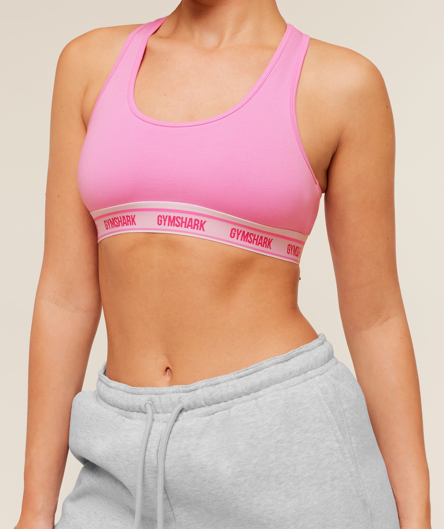 Women's Gymshark Elastic Branded Racerback Cotton Bralette Focus Pink