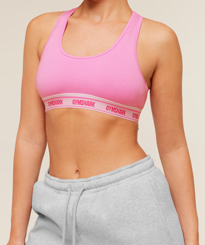 Women's Gymshark Elastic Branded Racerback Cotton Bralette Focus Pink