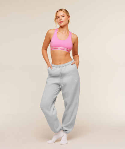 Women's Gymshark Elastic Branded Racerback Cotton Bralette Focus Pink
