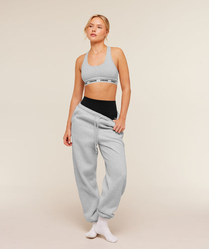 Women's Gymshark Elastic Branded Racerback Cotton Bralette Light Grey Core Marl