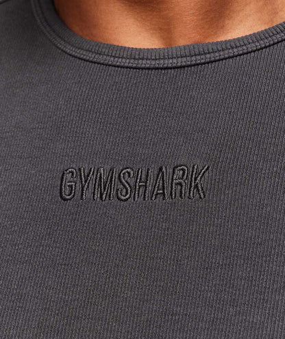 Gymshark Premium Washed Ribbed T-Shirt Onyx Grey