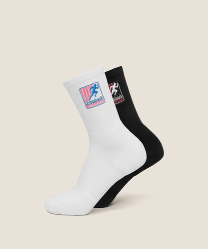 Gymshark Running Graphic Crew Socks 2Pk Gs White