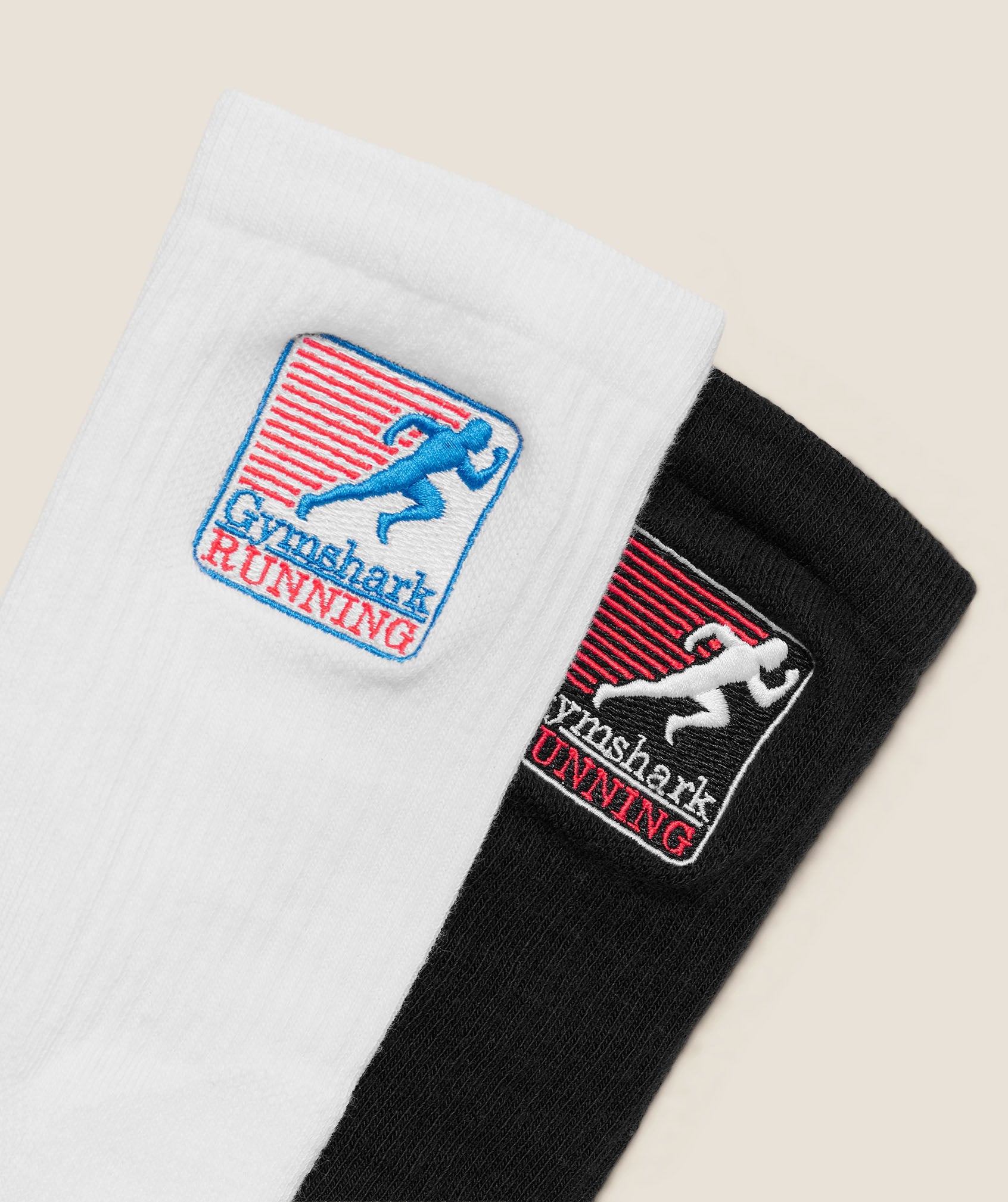 Women's Gymshark Running Graphic Crew Socks 2Pk Gs White