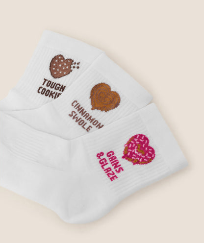 Women's Gymshark Sweet Treat Graphic Midi Socks 3Pk Gs White