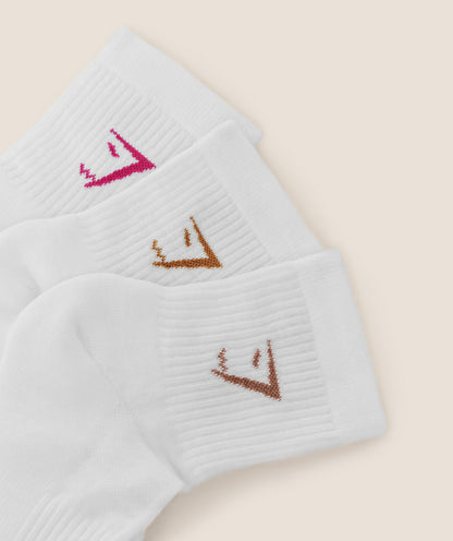 Women's Gymshark Sweet Treat Graphic Midi Socks 3Pk Gs White