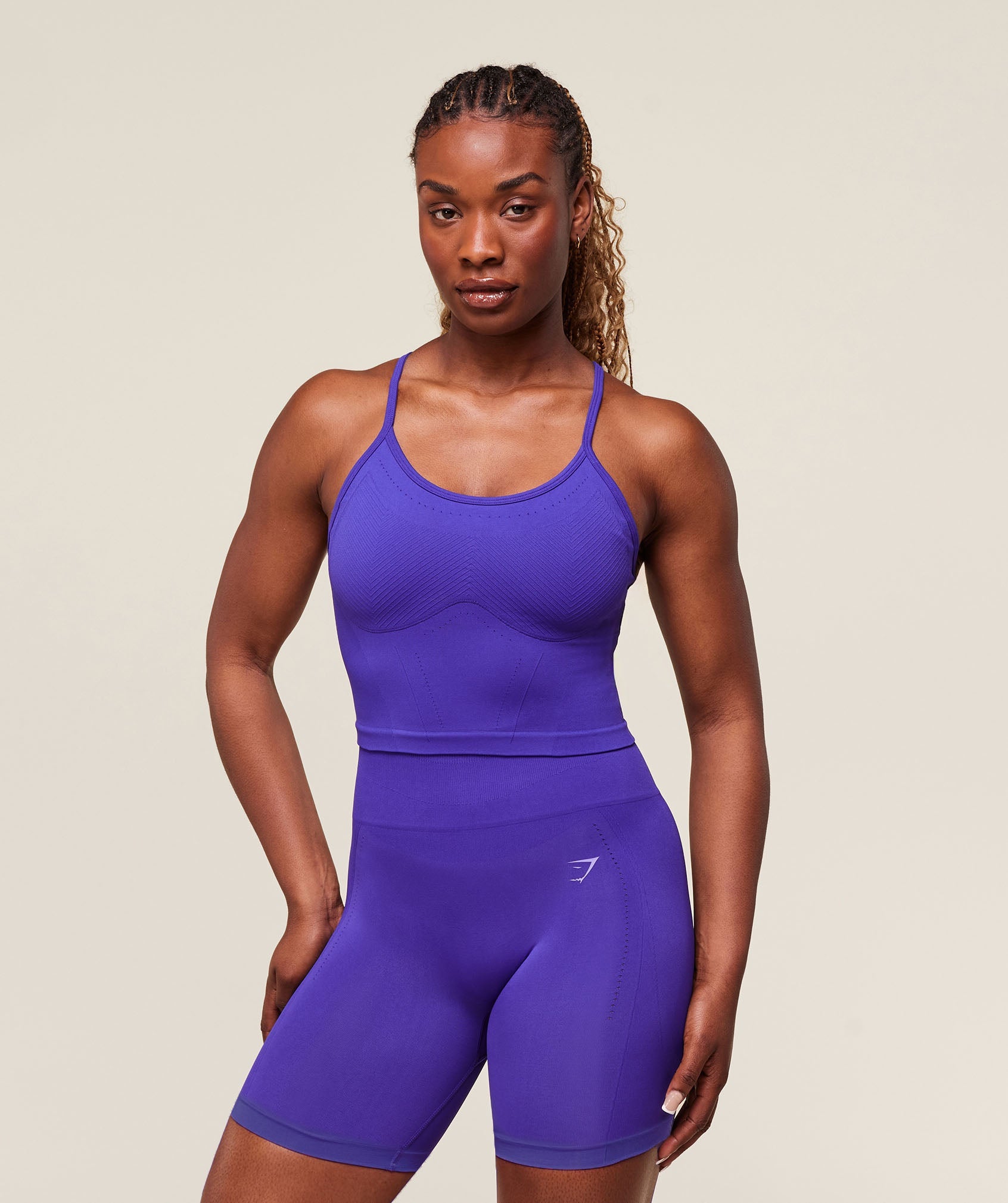 Women's Gymshark Energised Seamless Crop Top Cobalt Purple