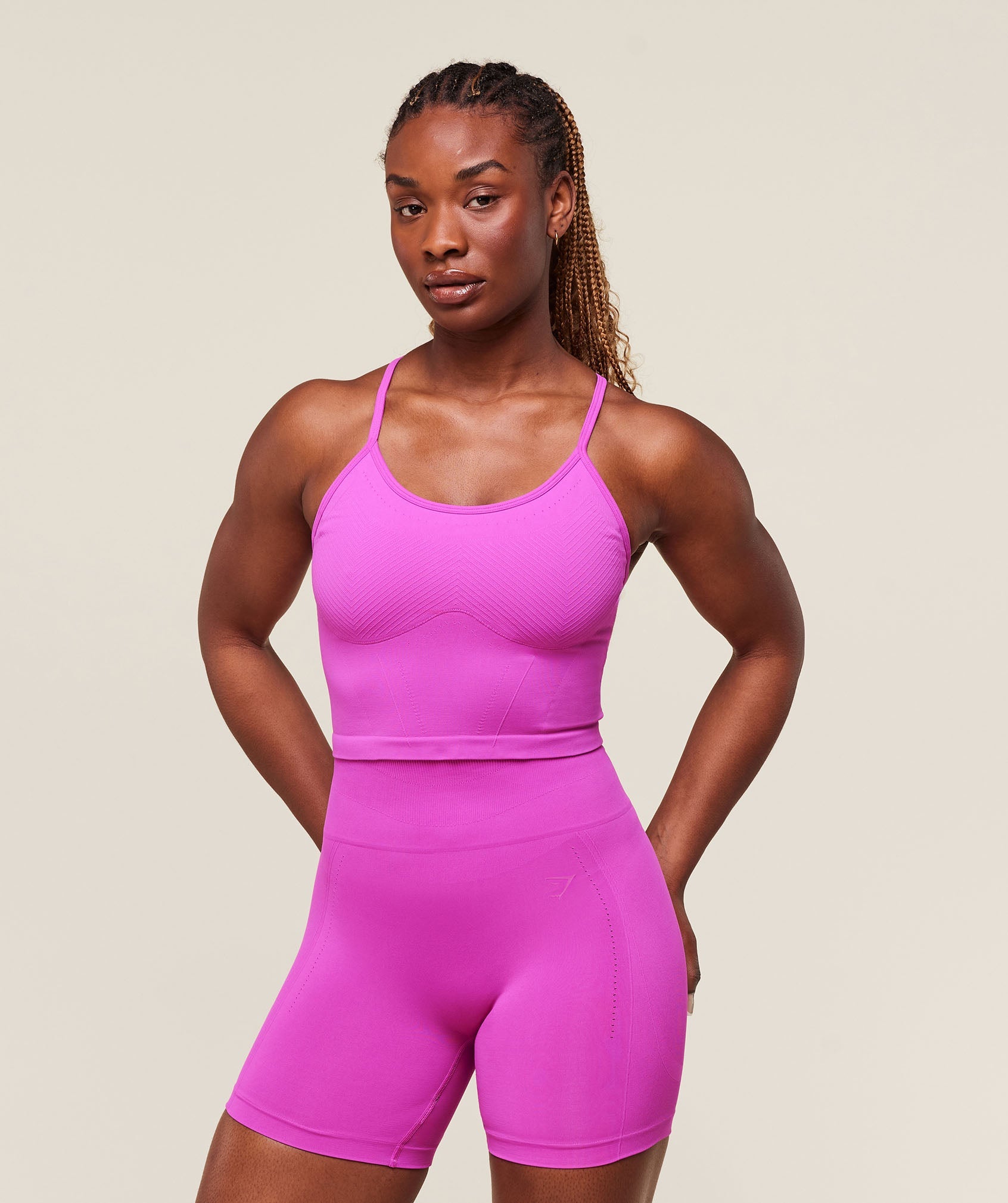 Women's Gymshark Energised Seamless Crop Top Vibrant Pink