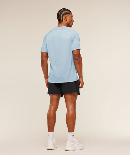 Gymshark Hybrid Engineered Jacquard T-Shirt Chilled Blue